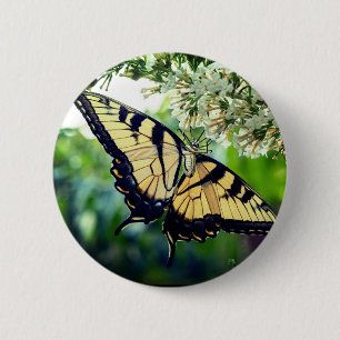 A butterfly 6 cm round badge