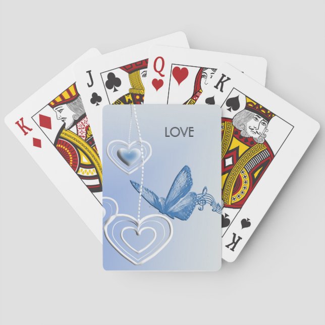 A butterfly and hearts bicycle  playing cards (Back)