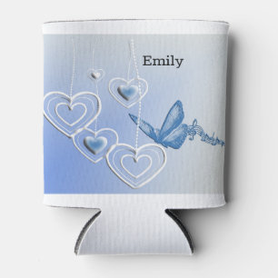 A butterfly and hearts can cooler