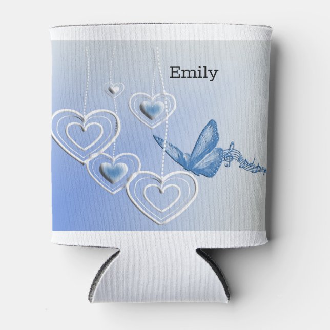 A butterfly and hearts can cooler (Front)