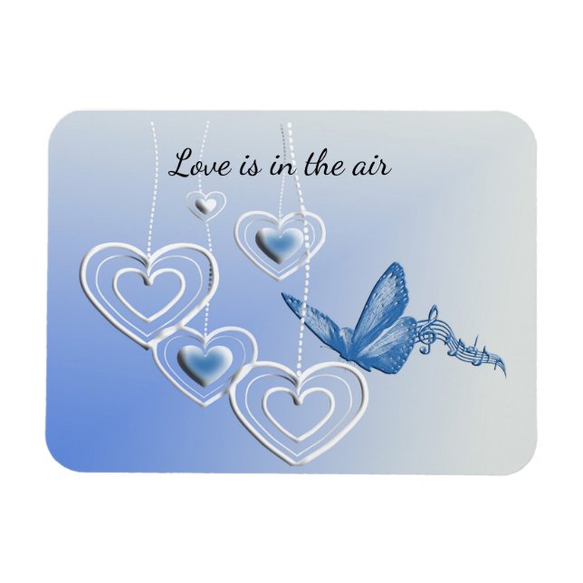 A butterfly and hearts magnet (Horizontal)