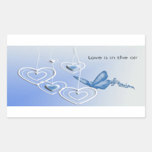 A butterfly and hearts rectangular sticker