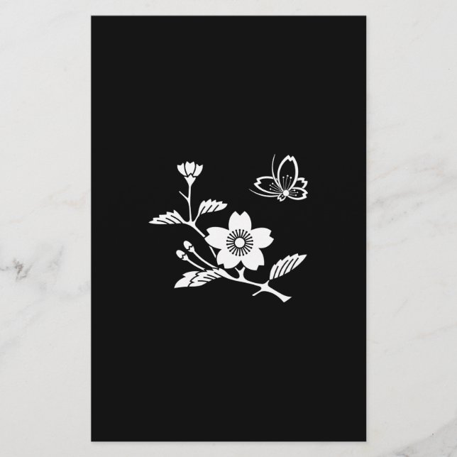 A Butterfly Flies Behind the Tree Stationery (Front)