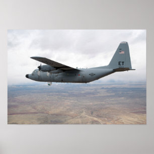 A C-130 Hercules soars through the sky Poster
