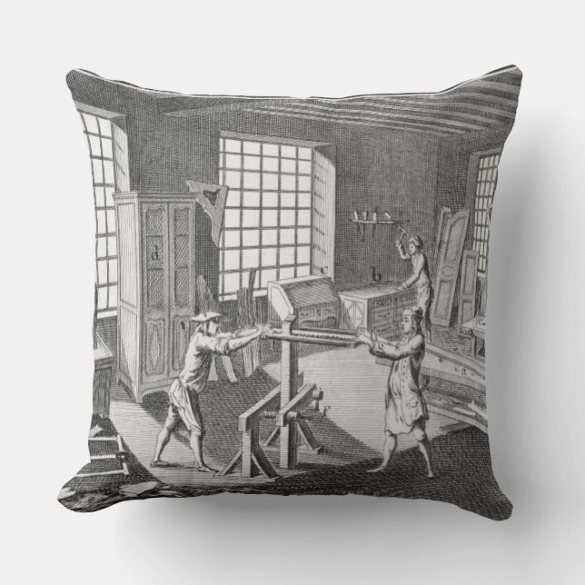 A cabinet maker's workshop, from the 'Encyclopedie Cushion (Front)