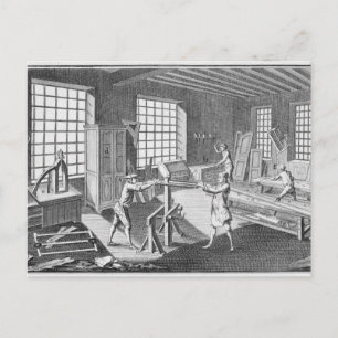 A cabinet maker's workshop, from the 'Encyclopedie Postcard