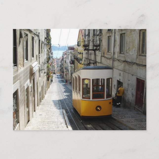 A cable car in Lisbon Postcard (Front)