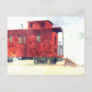 A caboose at the end of the line postcard