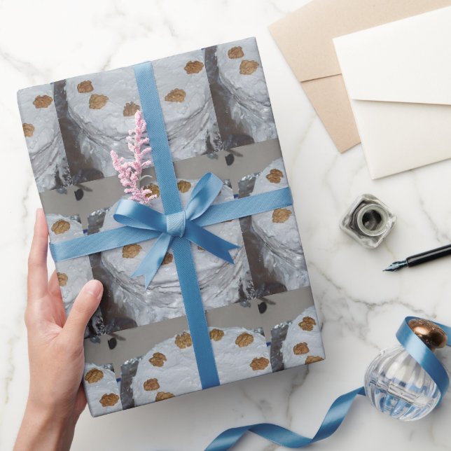 A cake with frosting wrapping paper (Gifting)