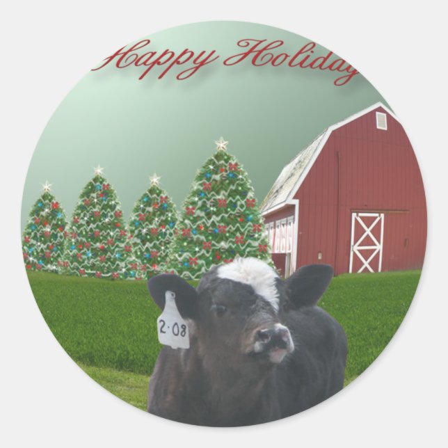 A Calf's Christmas Sticker (Front)
