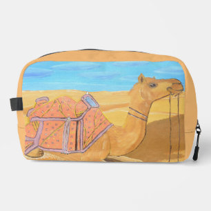 A camel toiletry bag