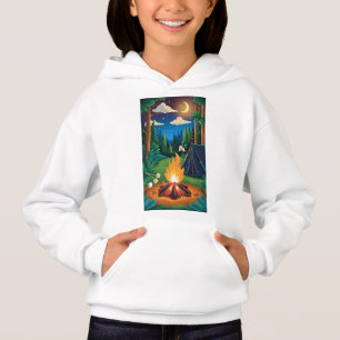 A campfire with marshmallows roasting under a star