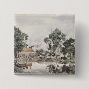 A Canal in The Hague, 1868 15 Cm Square Badge
