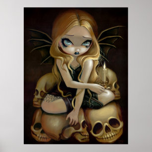 A Candle in the Dark gothic fairy skull Art Print