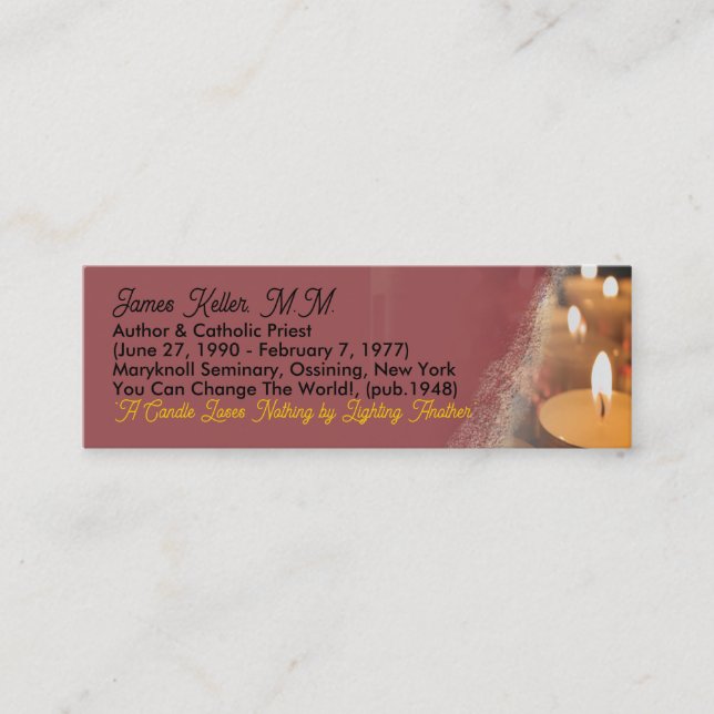 A Candle Quote Customisable Skinny Business Card (Front)