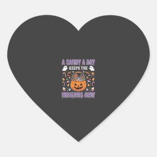 A Candy A Day Halloween T Shirt Design Heart Sticker