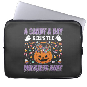 A Candy A Day Halloween T Shirt Design Laptop Sleeve