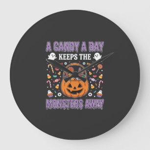 A Candy A Day Halloween T Shirt Design Large Clock
