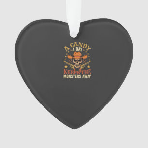 A Candy a Day Keeps the Monsters Away Halloween Sk Ornament