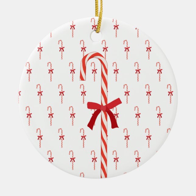 A Candy Cane Ceramic Ornament (Front)