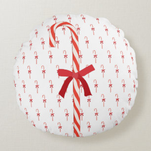 A Candy Cane Round Cushion