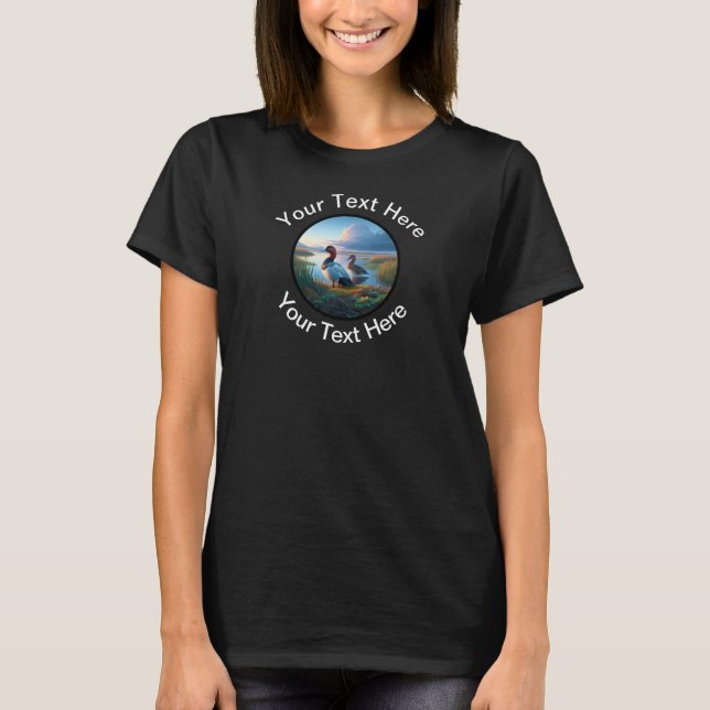 A Canvasback Duck T-shirt with Custom Text  (Front)