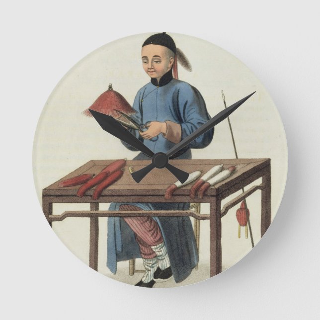 A Cap Maker, plate 51 from 'The Costume of China', Round Clock (Front)