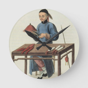 A Cap Maker, plate 51 from 'The Costume of China', Round Clock