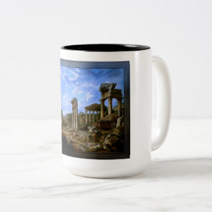 A Capriccio of the Roman Forum by Giovanni Pannini Two-Tone Coffee Mug