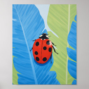 A Captivating Blue And Red Ladybug Poster