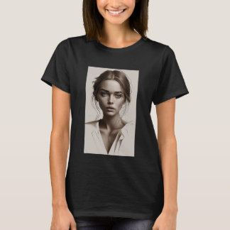 a captivating minimalist portrait of young woman T-Shirt