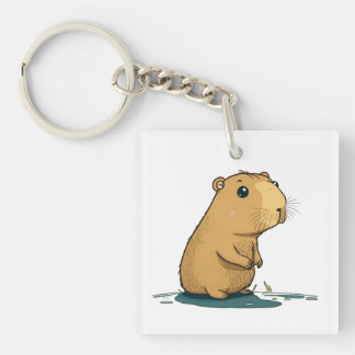 a capybara at the watering hole key ring