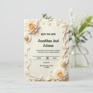 A card decorated with embossed or printed flowers