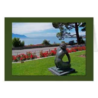 A card showing a gaze out at Lake Geneva