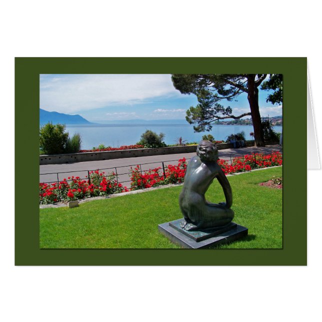 A card showing a gaze out at Lake Geneva (Front Horizontal)