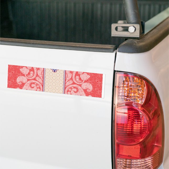 a card with a red heart on it bumper sticker (On Truck)