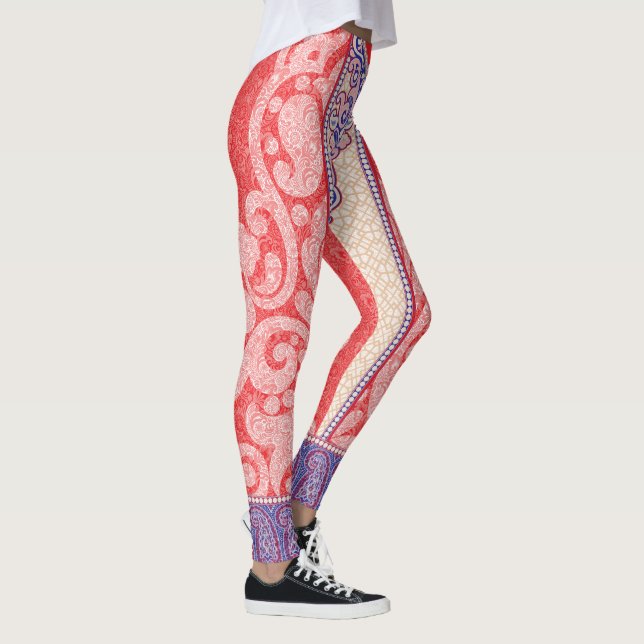 a card with a red heart on it leggings (Right)