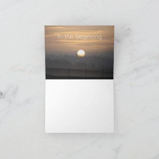 A card with the words 'In the beginning'