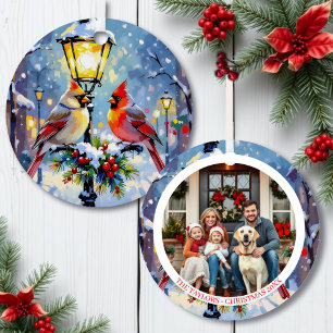 A Cardinal Christmas Photo Template Personalised Metal Tree Decoration