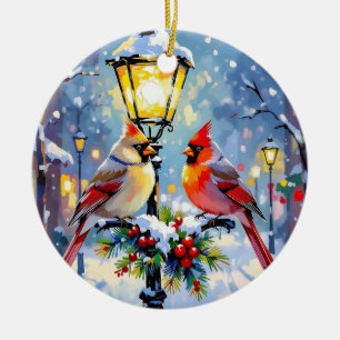 A Cardinal Christmas Photo Template Personalized Ceramic Ornament