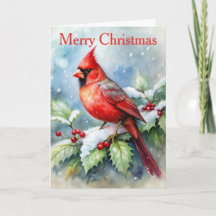 A Cardinal in Winter Holiday Card