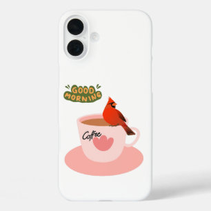 A cardinal's cosy coffee break iPhone 16 plus case