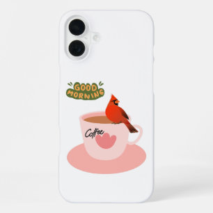 A cardinal's cosy coffee break iPhone 16 plus case