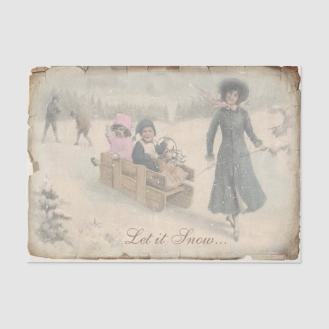A Carefree Victorian Christmas Sled Ride Tissue Paper (Front)