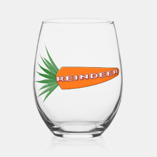A Carrot for Christmas Reindeer Stemless Wine Glass