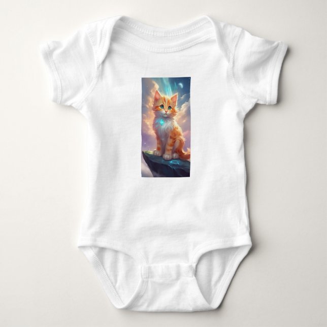 A cartoon anim cat design Babysuit one piece Baby Bodysuit (Front)
