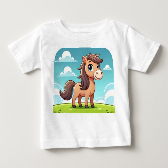 A cartoon baby Hourse design Baby T Shirt.  Baby T-Shirt (Front)
