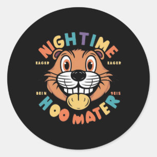 a cartoon beaver face classic round sticker