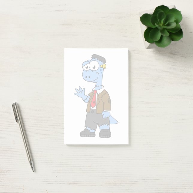 A Cartoon Brontosaur Dressed Up As Frankenstein. Post-it Notes (Office)