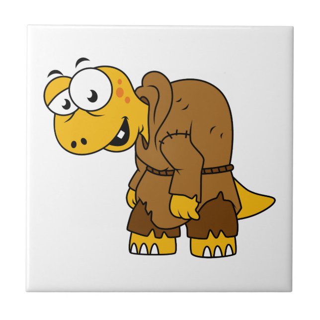 A Cartoon Dinosaur Hunchback. Ceramic Tile (Front)